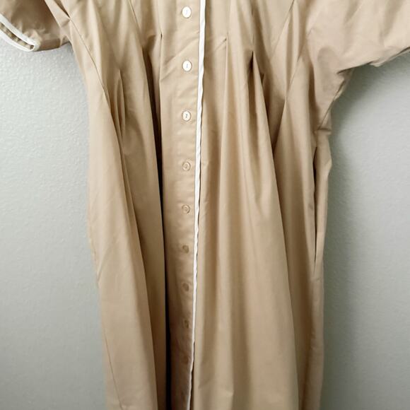 EXQUISE x ANTHROPOLOGIE |  Tobie Shirt Dress Pleated Waist Beige Tan White | XL - Picture 6 of 12